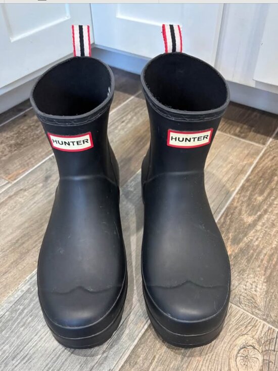 WOMEN'S HUNTER TABITHA BLACK RAIN BOOTS SIZE 9 - Picture 1 of 8